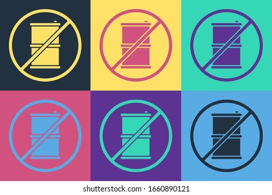 Pop art No barrel for gasoline icon isolated on color background. Diesel gas icon.  Vector Illustration