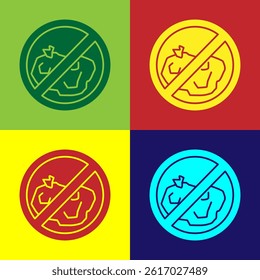 Pop art No trash icon isolated on color background.  Vector Illustration
