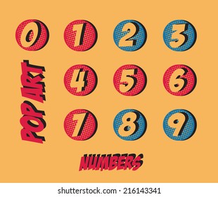 Pop art numbers design over white background, vector illustration