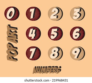 Pop art numbers design over white background, vector illustration