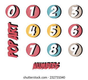 Pop art numbers design over white background, vector illustration