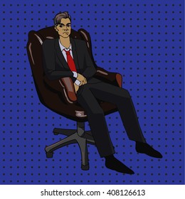 Pop art office comic style vector Illustration