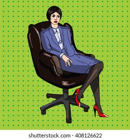 Pop art office comic style vector Illustration