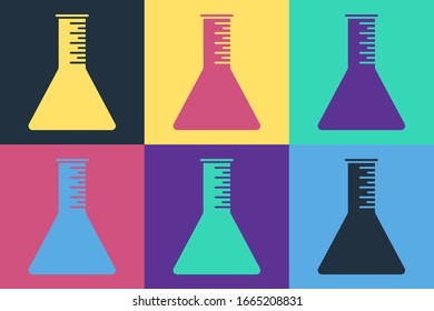 Pop art Oil petrol test tube icon isolated on color background.  Vector Illustration