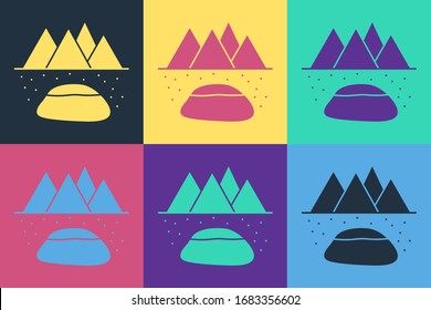 Pop art Oilfield icon isolated on color background. Natural resources, oil and gas production.  Vector Illustration