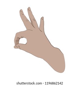 Pop art OK hand sign isolated on white background. Woman hand showing okay hand gesture. Vector illustration.