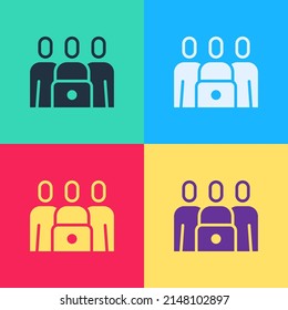 Pop art Online class icon isolated on color background. Online education concept.  Vector Illustration