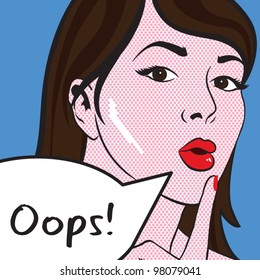 Pop Art - Oops Lady Vector artwork, text can be removed