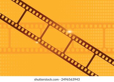 Pop art orange background with sparkling film strip. Cinema concept. Vector illustration