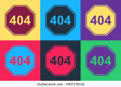 Pop art Page with a 404 error icon isolated on color background. Template reports that the page is not found. Vector.