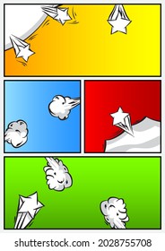 Pop Art Seite Hintergrund. Comic Buchrahmen mit farbigem Platz für Text. Bearbeitbare Cartoon Retro Vektorgrafik Zeichnung für die Werbung.
