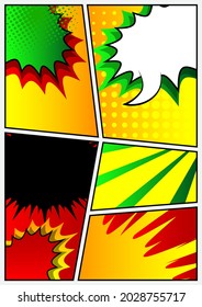 Pop Art page background. Comic book frame with colored place for text. Editable cartoon retro vector illustration drawing for advertising.