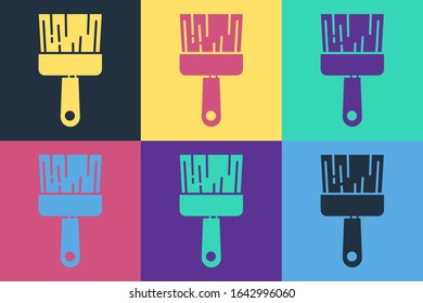 Pop art Paint brush icon isolated on color background.  Vector Illustration