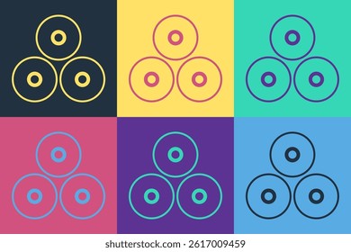 Pop art Paint spray can icon isolated on color background.  Vector