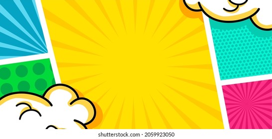 fondo cómico de panel de arte pop con nube
