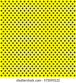 Pop Art pattern. Black dots on yellow background. Halftone color dots. Pop art background. Comic book style. Vector