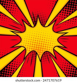 Pop art pattern. Comic background with speech bubble and halftone. cartoon retro starburst texture. Duotone effect. Funny superhero print. Vector illustration