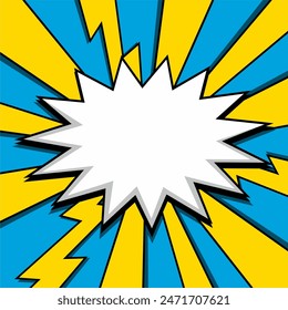 Pop art pattern. Comic background with speech bubble and halftone. cartoon retro starburst texture. Duotone effect. Funny superhero print. Vector illustration