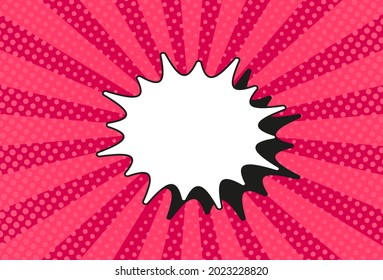 Pop art pattern. Halftone comic dotted background with speech bubble. Cartoon vintage texture. Superhero backdrop with half tone effect. Red retro print. Duotone wallpaper. Vector illustration.