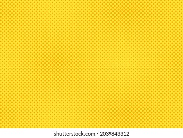 Pop art pattern. Halftone comic background. Yellow dotted texture. Cartoon retro print. Geometric duotone banner with half tone effect. Gradient design with polka dots. Vector illustration.