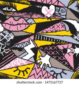 pop art pattern set, modern background, 
graffiti themed fabric pattern