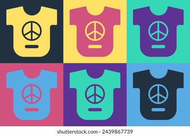 Pop art Peace icon isolated on color background. Hippie symbol of peace.  Vector