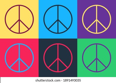 Pop Art Peace Sign Icon Isolated On Color Background. Hippie Symbol Of Peace. Vector.