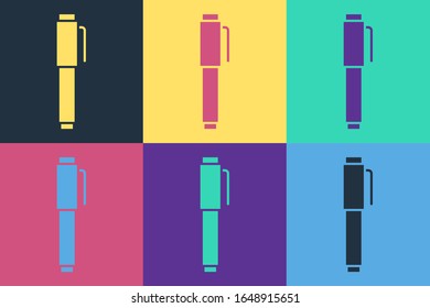 Pop art Pen icon isolated on color background.  Vector Illustration