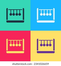 Pop art Pendulum icon isolated on color background. Newtons cradle.  Vector