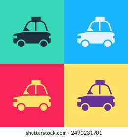 Pop art Pet car taxi icon isolated on color background.  Vector