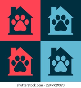 Pop art Pet house icon isolated on color background.  Vector