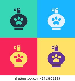 Pop art Pet shampoo icon isolated on color background. Pets care sign. Dog cleaning symbol.  Vector