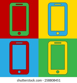 Pop art phone symbol icons. Vector illustration.