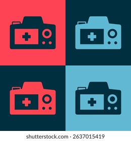 Pop art Photo camera icon isolated on color background. Foto camera. Digital photography.  Vector