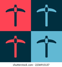 Pop art Pickaxe icon isolated on color background.  Vector