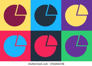 Pop art Pie chart infographic icon isolated on color background. Presentation graph sign. Diagram chart sign. Market analytics symbol.  Vector
