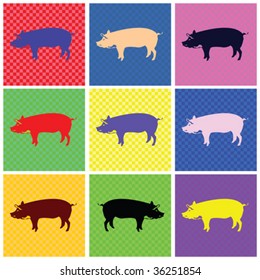 Pop art,  pig-vector