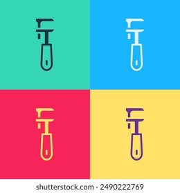 Pop art Pipe adjustable wrench icon isolated on color background.  Vector