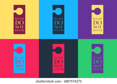 Pop art Please do not disturb icon isolated on color background. Hotel Door Hanger Tags. Vector.