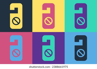 Pop art Please do not disturb icon isolated on color background. Hotel Door Hanger Tags.  Vector