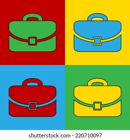 Pop art portfolio icon. Vector illustration.