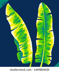 Pop art portrait of banana leaf. Vector illustration