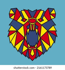 Pop art portrait polygon bear. Abstract polygonal animal head. Vector illustration.
