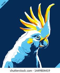 Pop art portrait of tropical parrot. Vector illustration