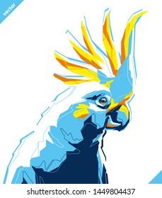 Pop art portrait of tropical parrot. Vector illustration