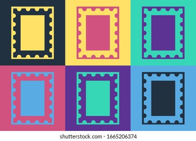 Pop art Postal stamp icon isolated on color background.  Vector Illustration