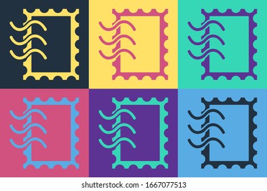 Icono de sello postal de arte pop aislado en fondo de color. Ilustración vectorial