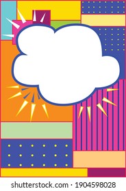 Pop art poster with copy space. Vector illustration with bright colors, bubble over colorful background. Sale, special offer, ad. Poster, banner, wallpaper, background.
