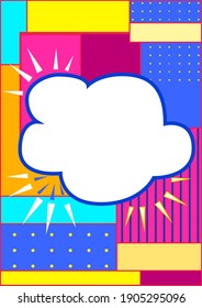 Afiche de arte pop con espacio para copiar. Ilustración vectorial con colores brillantes, burbuja sobre fondo colorido. Venta, oferta especial, anuncio. Cartel, pancarta, fondo de pantalla.