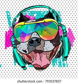 Pop art print. Steep Bulldog for print on a T-shirt. Vector.